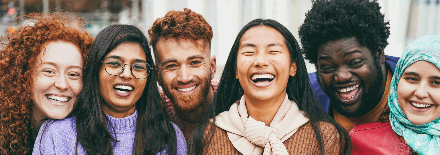 A diverse group of happy youth.